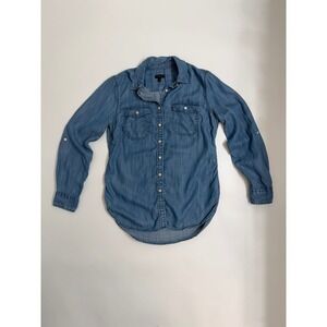 Talbots Chambray Button Down Shirt Women's Small Soft Lyocell Denim Top